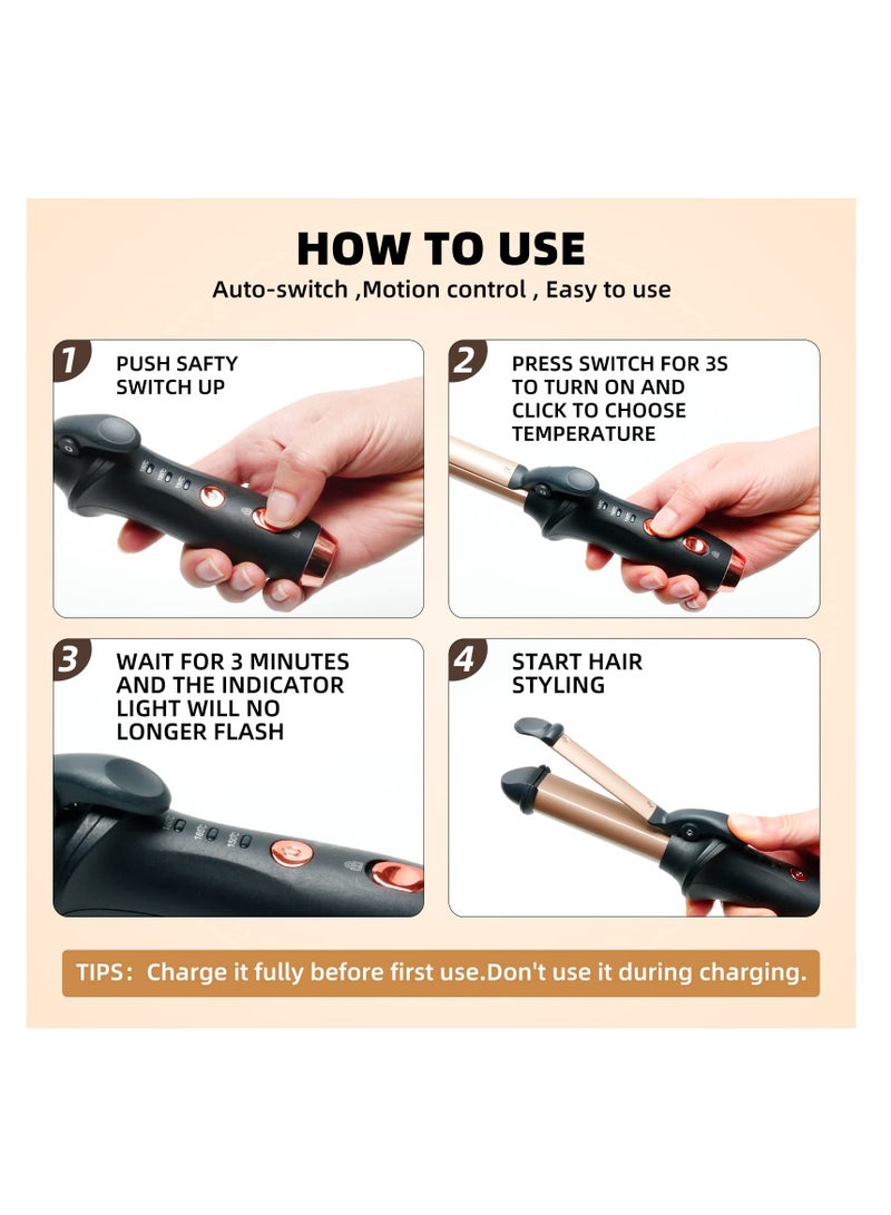 Mini Curling Wand, Travel Hair Curler, USB Rechargeable, 1-Inch Cordless Portable Lightweight Curling Wand, with Ceramic Coating 3 Temperature Levels, for Long& Short Hair - Image 4