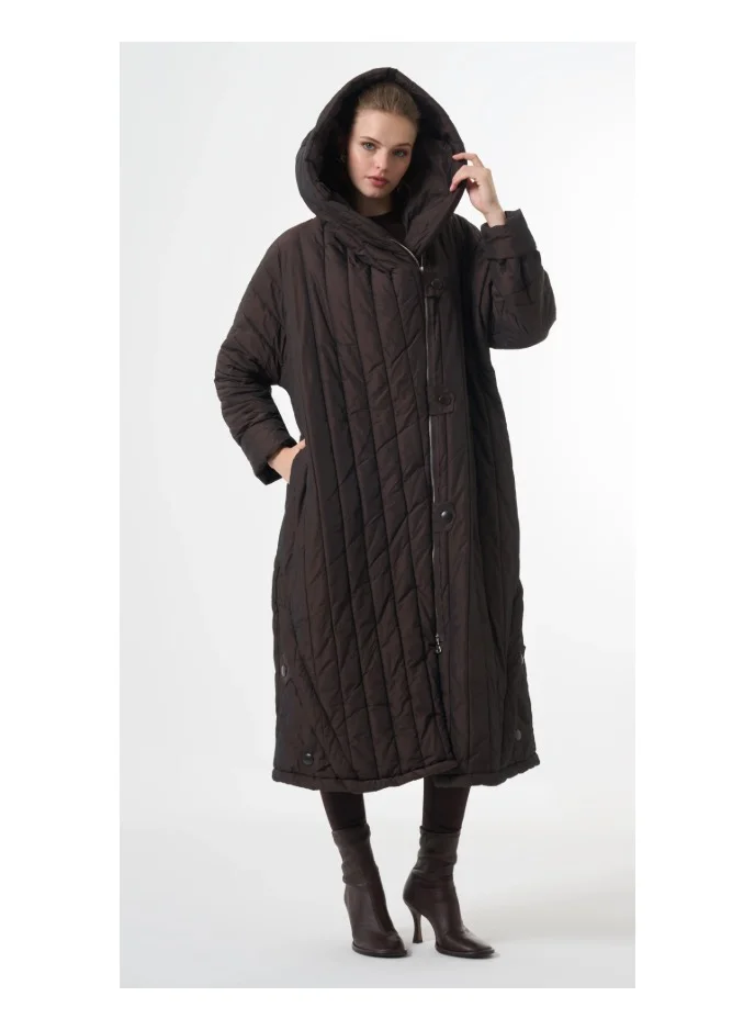 MissWhence Plus Size Puffer Jacket - Brown