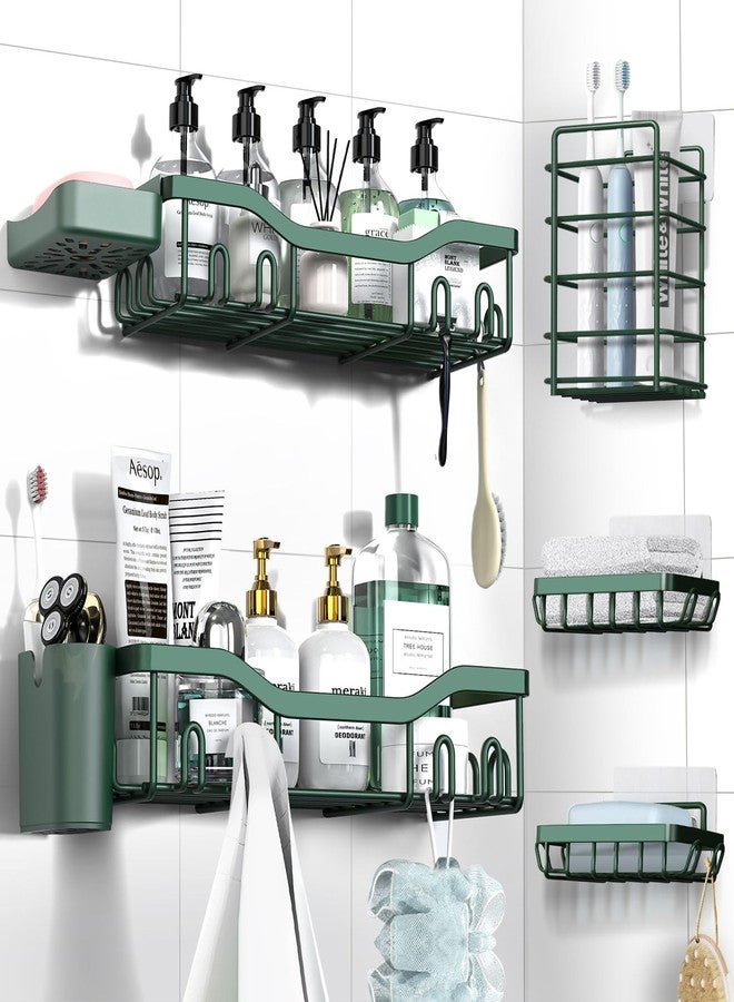 NESOMI Shower Caddy Adhesive Shower Organizer 7-Pack, Rustproof Stainless Steel Bathroom Shelves, Large Capacity No-Drill Rack Storage Accessories with Soap Dish Toothbrush Holder Hooks - Image 1