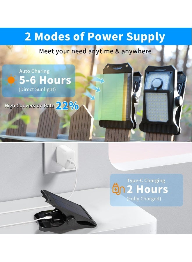 حزمة 2 من أضواء الحركة الشمسية القابلة للتعليق، أضواء أمان تعمل بالطاقة الشمسية للهواء الطلق، مع USB و 90 مصباح LED، أضواء أمان مقاومة للماء IP65 للسياج، الشرفة، الجدار، المرآب، الفناء - Image 3