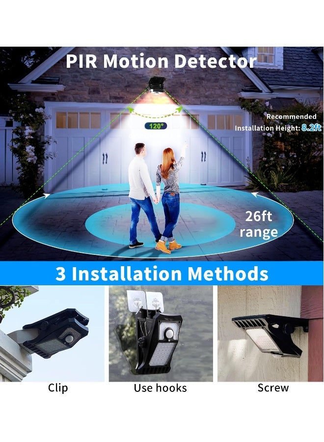 حزمة 2 من أضواء الحركة الشمسية القابلة للتعليق، أضواء أمان تعمل بالطاقة الشمسية للهواء الطلق، مع USB و 90 مصباح LED، أضواء أمان مقاومة للماء IP65 للسياج، الشرفة، الجدار، المرآب، الفناء - Image 4