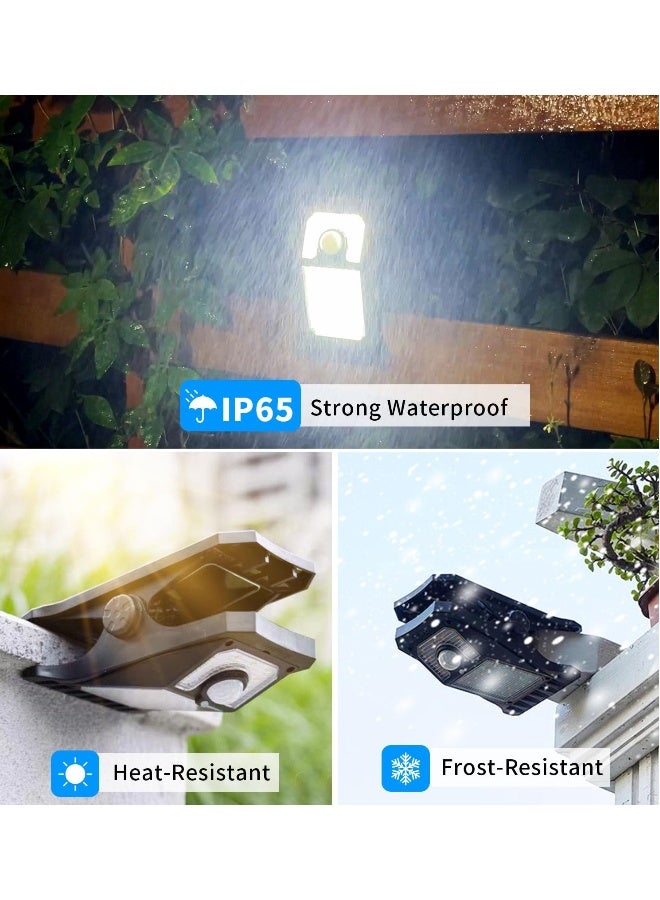 حزمة 2 من أضواء الحركة الشمسية القابلة للتعليق، أضواء أمان تعمل بالطاقة الشمسية للهواء الطلق، مع USB و 90 مصباح LED، أضواء أمان مقاومة للماء IP65 للسياج، الشرفة، الجدار، المرآب، الفناء - Image 5