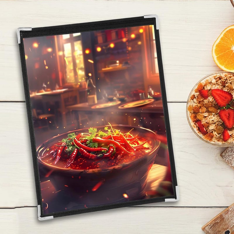 jojofuny PVC Menu Cover 2-Sided Restaurant Menu Folder with White Corner Pockets 21.6x28cm Sleeve for Cafes Bars and Food Service Use - Image 5