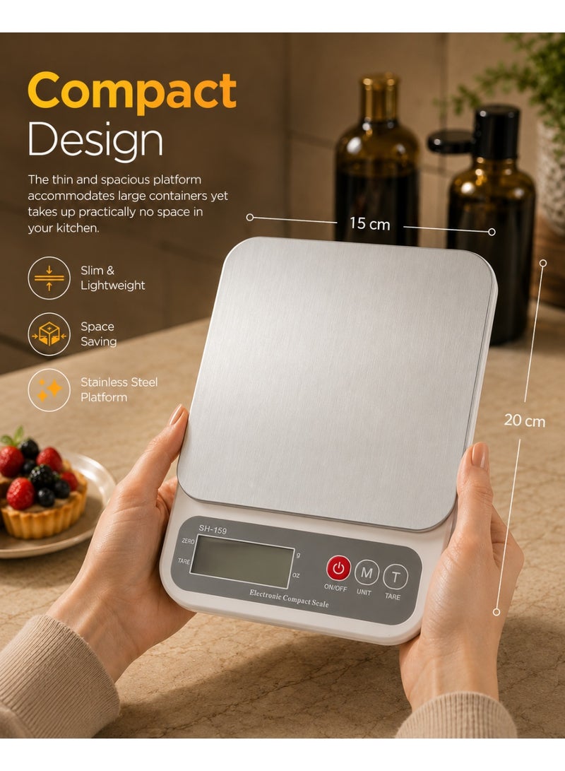 Panvil 10kg/1g Digital Kitchen Scale – High-Precision Food Weight Scale with LCD Display, ABS Body & 201 Stainless Steel Platform – Portable Electronic Scale for Cooking, Baking, Diet & Wholesale Use - Image 4