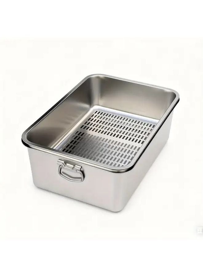 Collapsible Stainless Steel Cat Litter Box Double Layer Removable Pan Easy Clean 19 69 Inch - Image 1