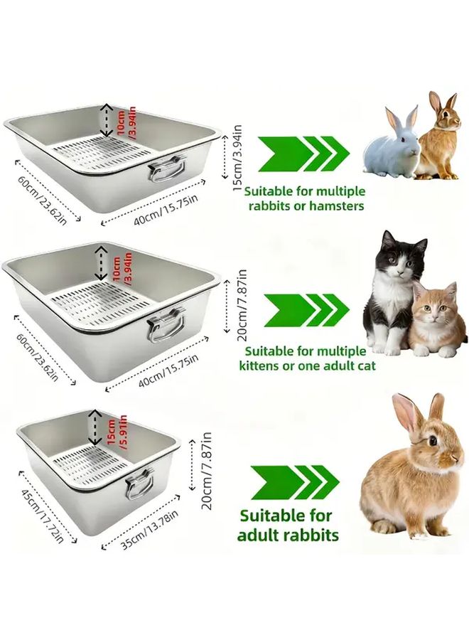 Collapsible Stainless Steel Cat Litter Box Double Layer Removable Pan Easy Clean 19 69 Inch - Image 3