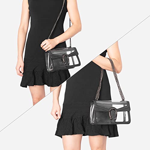 Joryin Clear Bag for Women Stadium Approved Clear Purse Shoulder Bag Crossbody Bag Fashion Small Handbag Clutch Bag Transparent Bag Black - Image 2