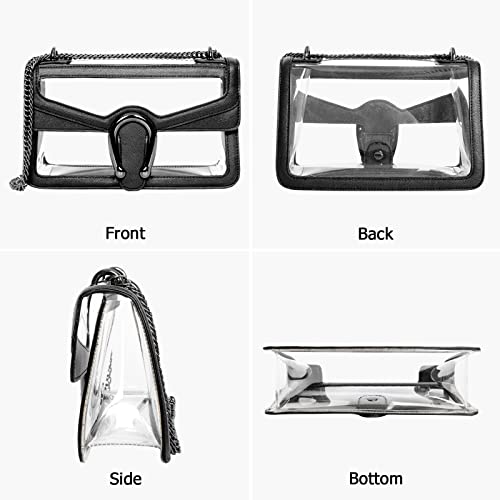 Joryin Clear Bag for Women Stadium Approved Clear Purse Shoulder Bag Crossbody Bag Fashion Small Handbag Clutch Bag Transparent Bag Black - Image 3