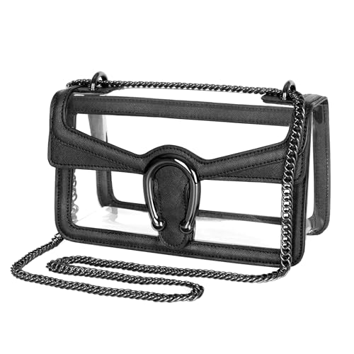 Joryin Clear Bag for Women Stadium Approved Clear Purse Shoulder Bag Crossbody Bag Fashion Small Handbag Clutch Bag Transparent Bag Black - Image 1