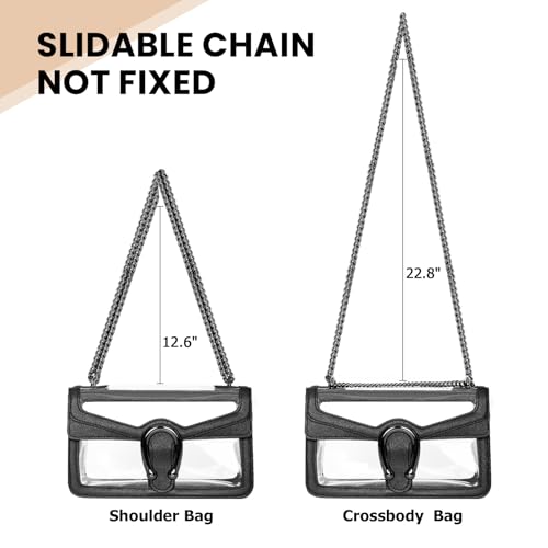 Joryin Clear Bag for Women Stadium Approved Clear Purse Shoulder Bag Crossbody Bag Fashion Small Handbag Clutch Bag Transparent Bag Black - Image 4