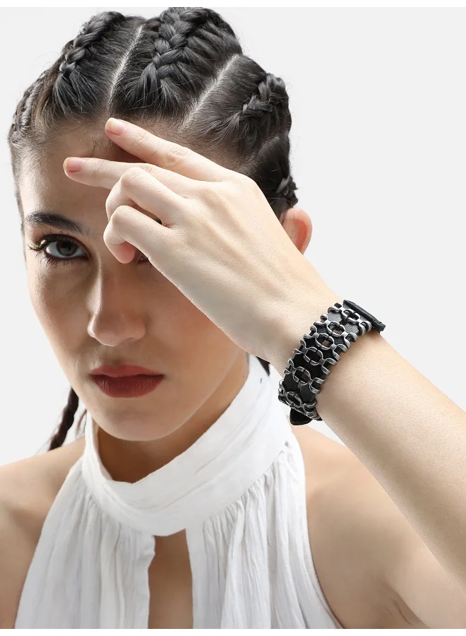 SOHI Trendy Casual Pu Leather Designer Artificial Bracelet Jewellery