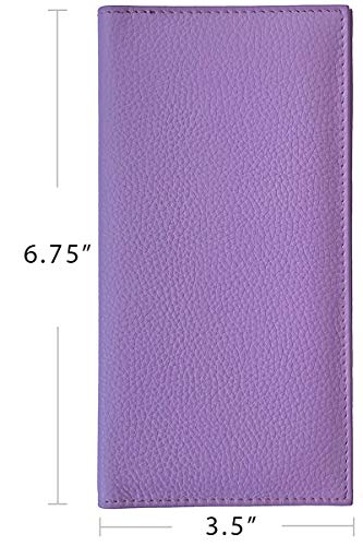 123 Cheap Checks Light Purple Basic Genuine Leather Checkbook Cover For Men & Women - Image 3