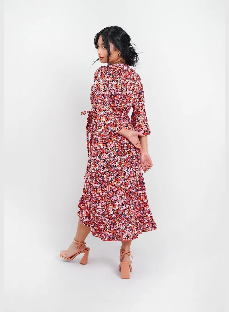 Little Mistress Little Mistress Floral Print Wrap Dress
