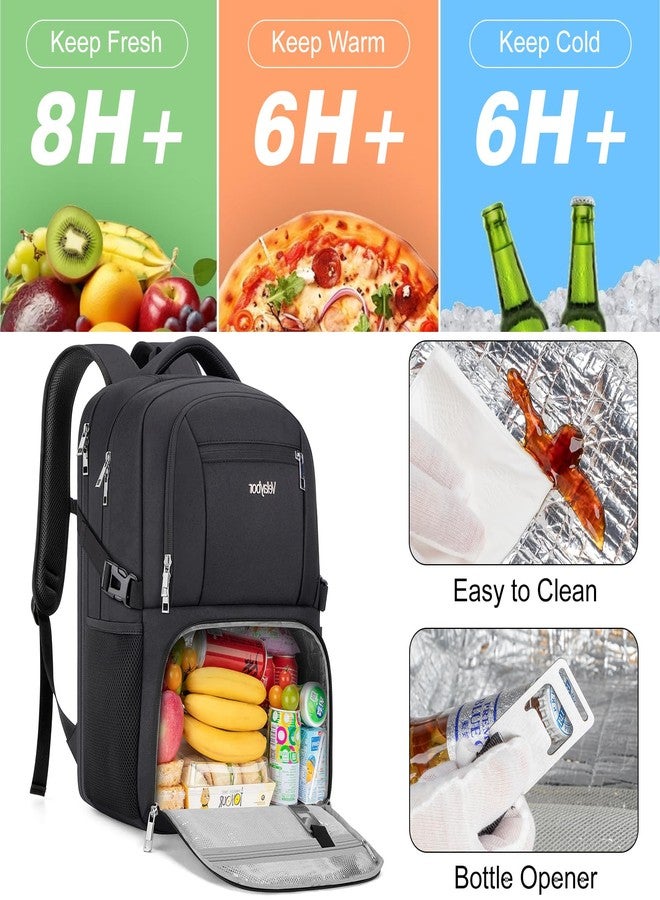 Velaybor Insulated Lunch Backpack Fit 17" Laptop, Work Backpack with Lunch Box & USB Charging Port for Men & Women, Water Resistant College Computer Bag for Travel, Business, Hiking (Black) - Image 4