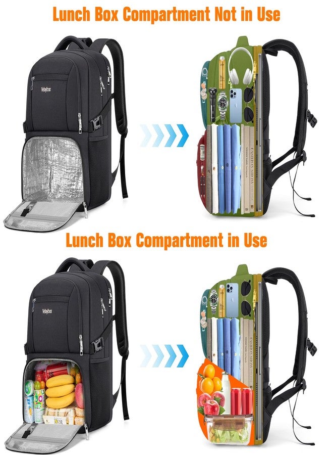 Velaybor Insulated Lunch Backpack Fit 17" Laptop, Work Backpack with Lunch Box & USB Charging Port for Men & Women, Water Resistant College Computer Bag for Travel, Business, Hiking (Black) - Image 5