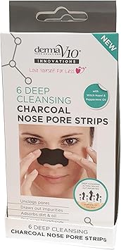 Derma V10 Charcoal Nose Pore Strips Pack Of 6 Strips Unclogs Pores Removes Blackheads Deep Cleaning Draws Out Impurities Absorbs Dirt And Oil Enriched With Witch Hazel - Image 2