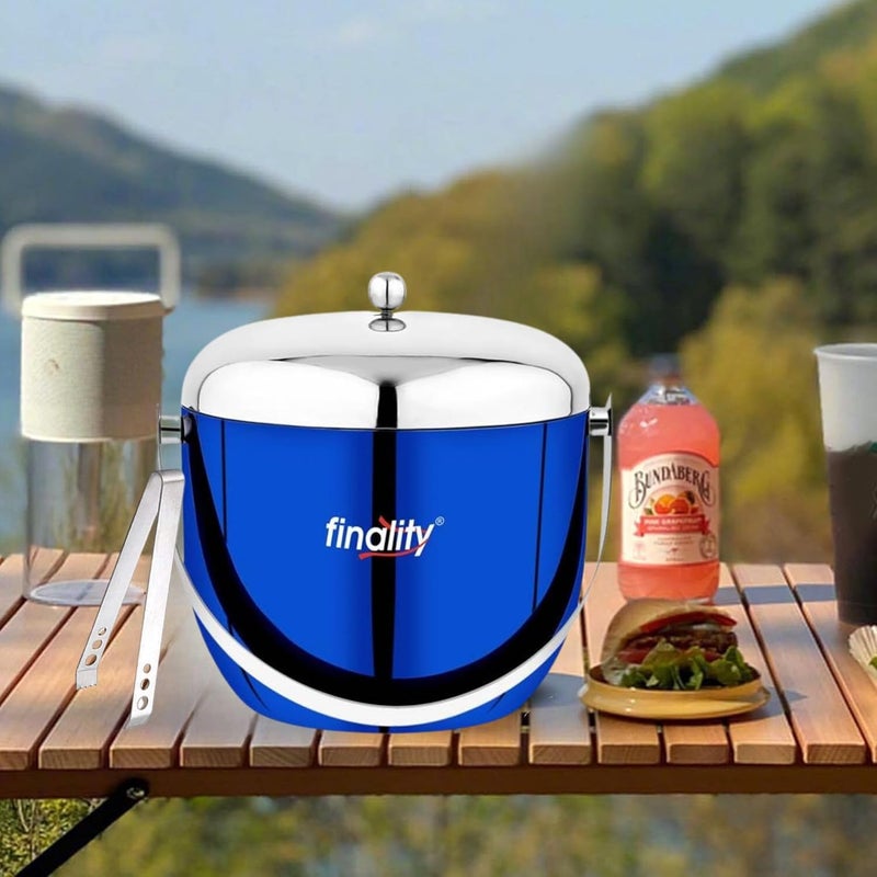 finality Blue Mirror Finish Stainless Steel Ice Bucket with Lid 18L Ideal for Mini Bar Cooler Dry Ice Ice Box Bar Accessories Ice Bucket with Tongs - Image 5