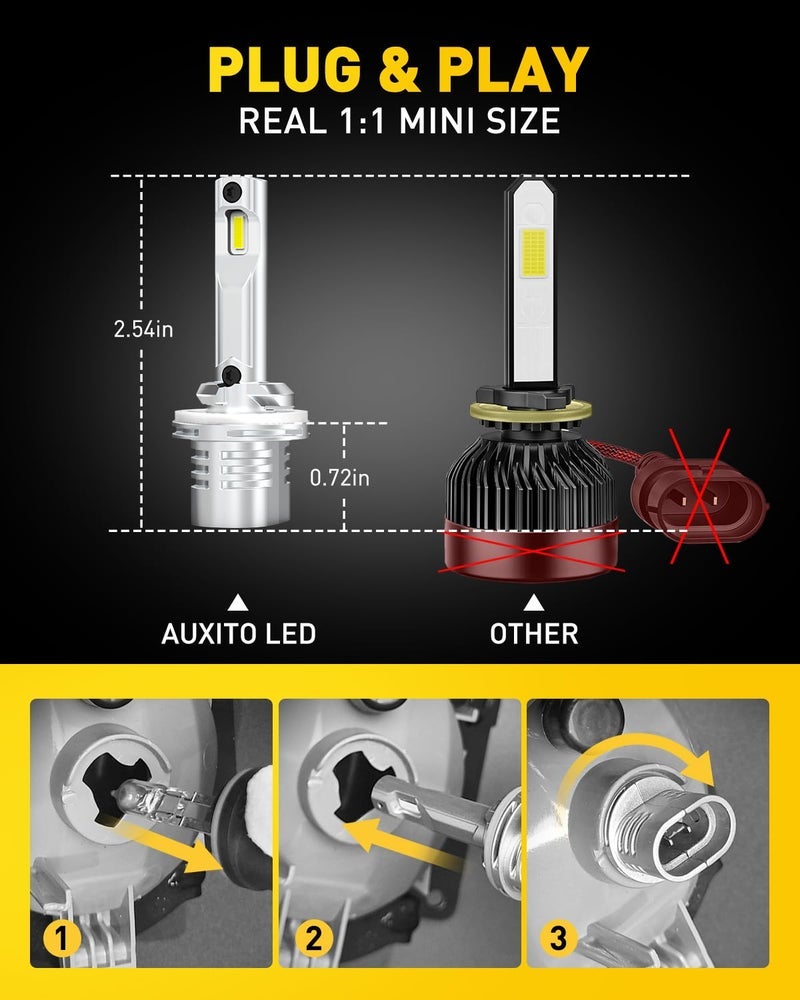 AUXITO 880 LED Fog Light Bulb, 16,000LM 500% Super Brighter, Real 1:1 Mini Size 899 LED Fog Lights, 6500K White, No Adapter Required, Non-Polarity, No Fan, Plug and Play, 893 LED Light Kit 2PCS - Image 2