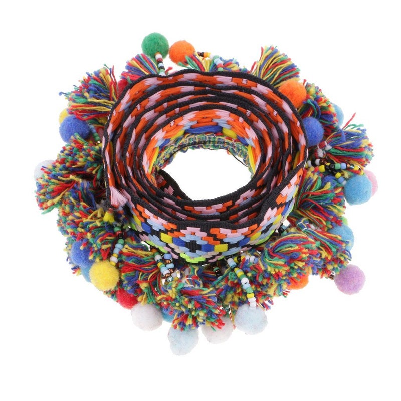 FRECI 1 Yard Pompom Beads Fringe Trim Ribbon Sewing DIY Sewing Fabric Craft Handmade Decorative Jewelry - Multicolor, 60mm - Image 3