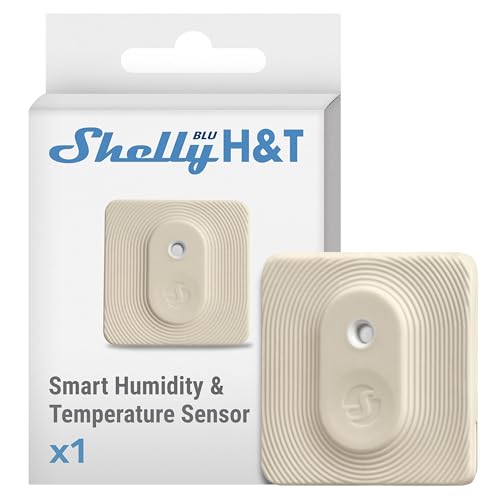 Shelly Bluetooth Smart Temperature & Humidity Sensor with Remote App Control & Monitoring, Home Assistant, Alexa, Google Home, Smart Scenes, IP54, Notification Alerts, Blu H&T Ivory - Image 1