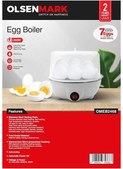Olsenmark Egg Boiler Steamer Cooker OMEB7043, 360W Cooks 7 Eggs Poacher, 3 Cooking Stages, Automatic Power Off, Indicator Light, Stainless Steel Heating and Steaming Plate, Comes with Measuring Cups, Over Heating Protection  - Image 3