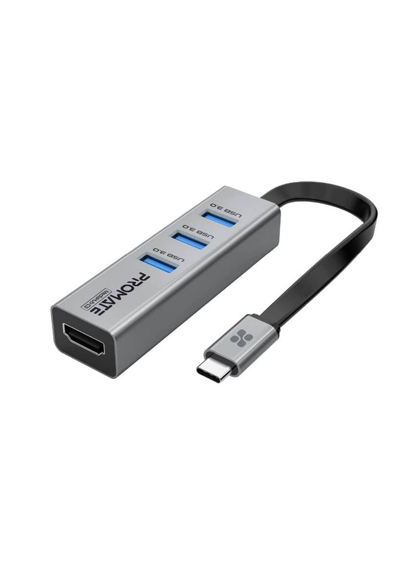 USB-C Hub HDMI Adapter With 3 USB 3.0 Ports, 5GBPS Sync Charge And 4k HDMI 30hz Port, Mediahub-c3 black - Image 1