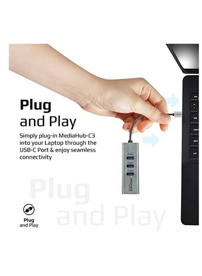 USB-C Hub HDMI Adapter With 3 USB 3.0 Ports, 5GBPS Sync Charge And 4k HDMI 30hz Port, Mediahub-c3 black - Image 5