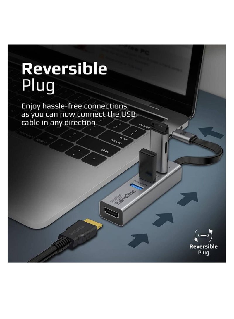 USB-C Hub HDMI Adapter With 3 USB 3.0 Ports, 5GBPS Sync Charge And 4k HDMI 30hz Port, Mediahub-c3 black - Image 2