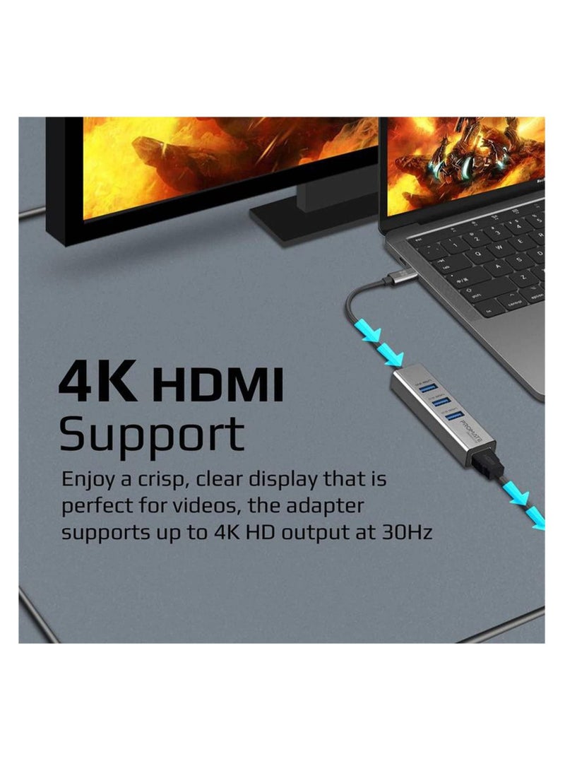 USB-C Hub HDMI Adapter With 3 USB 3.0 Ports, 5GBPS Sync Charge And 4k HDMI 30hz Port, Mediahub-c3 black - Image 3