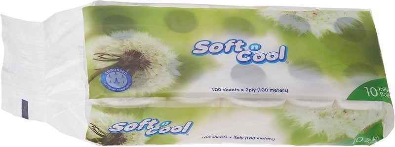 Soft n Cool Toilet Tissue Rolls 100 Sheet- 10 Rolls Per Pack - Image 3