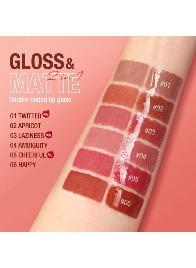 أوتو O.TWO.O Double Effect Matte & Gloss Lipstick – 2-in-1 Velvet Matte & Glossy Finish (#5, CHEERFUL) - Image 5