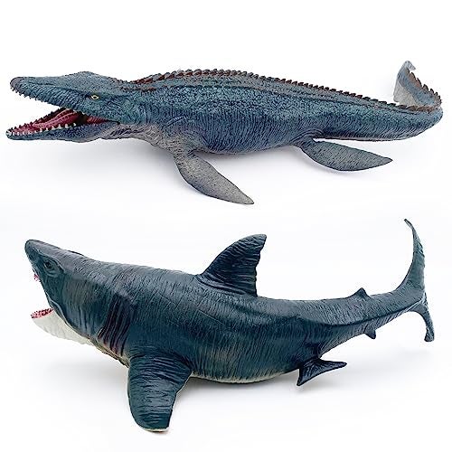 Higherbros Mosasaurus Shark Toys with Openable Jaws The Megalodon 11" Ocean World Realistic Marine Animal Creature Action Figure - Image 3