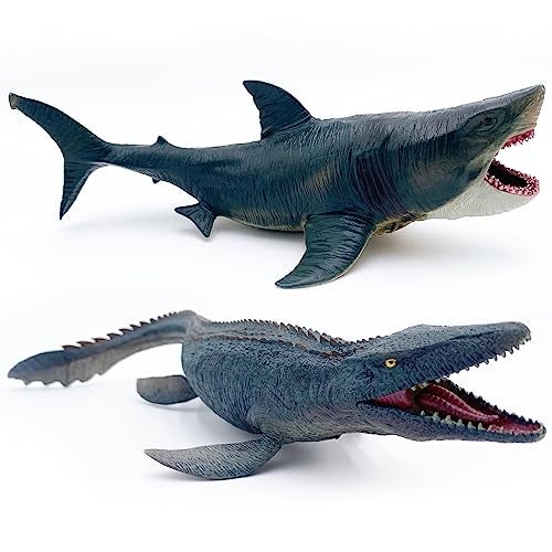 Higherbros Mosasaurus Shark Toys with Openable Jaws The Megalodon 11" Ocean World Realistic Marine Animal Creature Action Figure - Image 2
