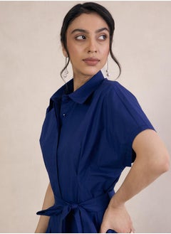 Femmella Solid Poplin Shirt with Tie-Belt by Styli  - Image 3