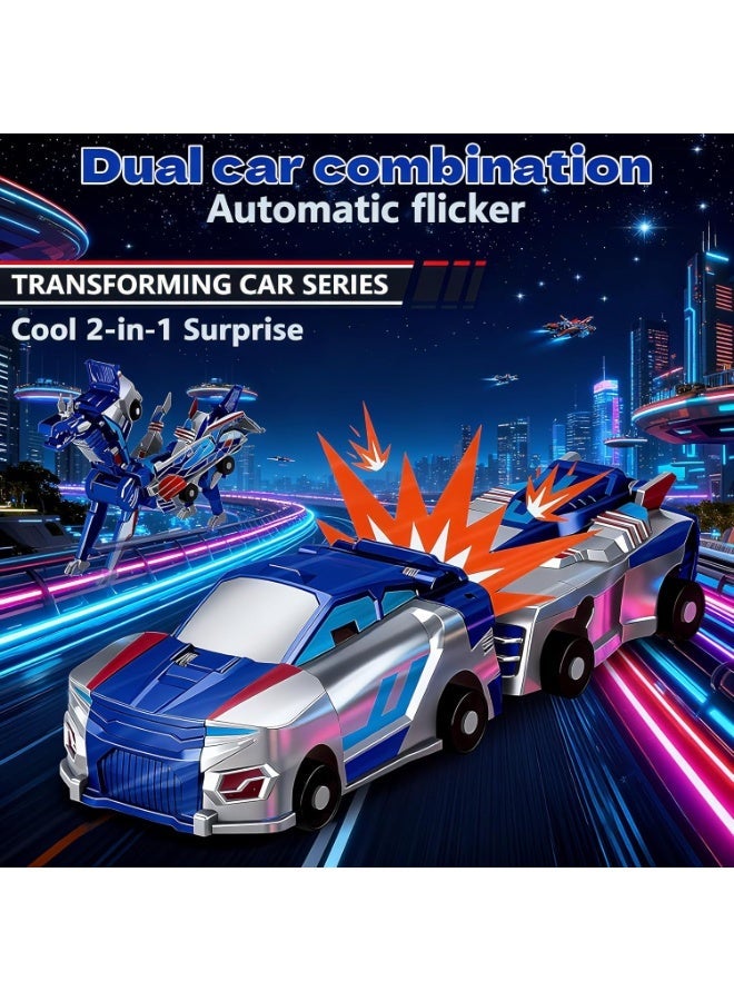 Collision Transforming Dinosaur Car Toy, 2-in-1 Magnetic Dinosaur Transformer Car, Boys and Kids Toys, Christmas Birthday Gift(Blue) - Image 1