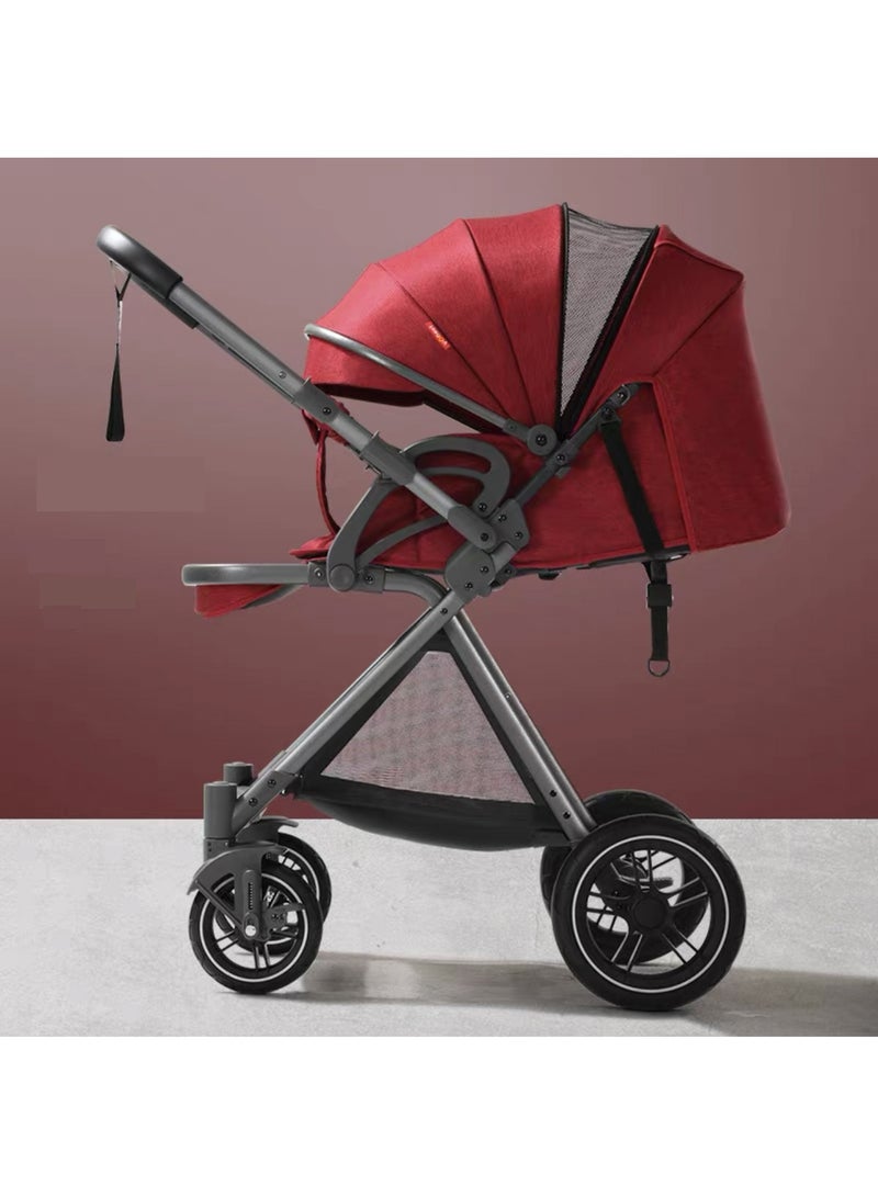 عربة أطفال خفيفة الوزن بمقود قابل للتعديل، وسلة تخزين كبيرة متعددة الأوضاع ومظلة واقية من الأشعة فوق البنفسجية - Image 1