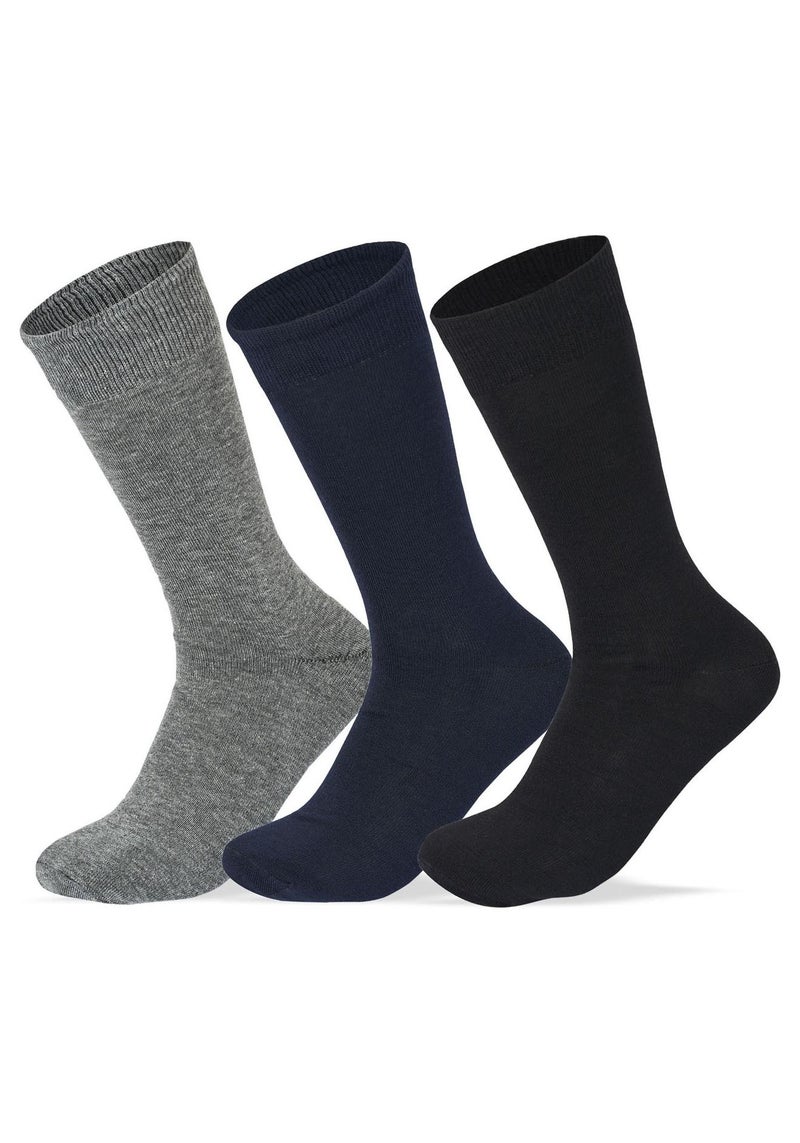 سام سوكس مجموعة من 3 جوارب كلاسيك للرجال، اسود-كحلي-رمادي سادة - Image 1