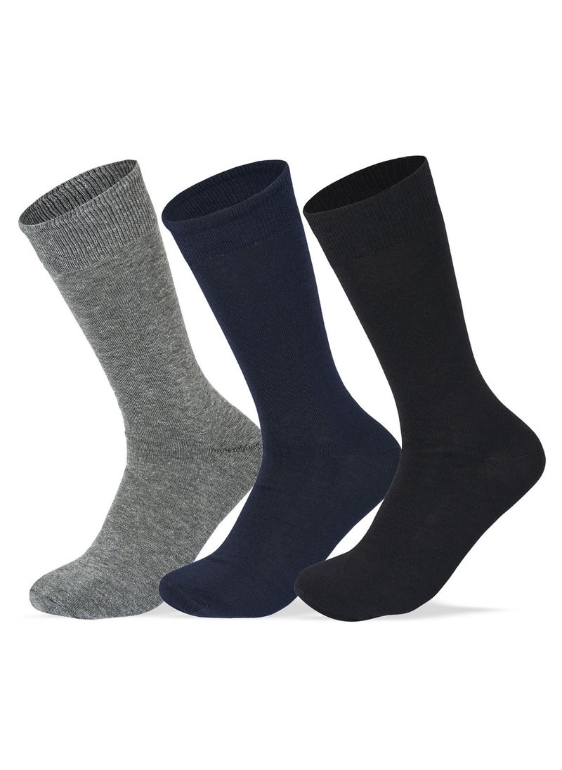 SAM SOCKS Men Set of 3 Classic Socks Plain Black-Navy Blue-D.Grey  - Image 1