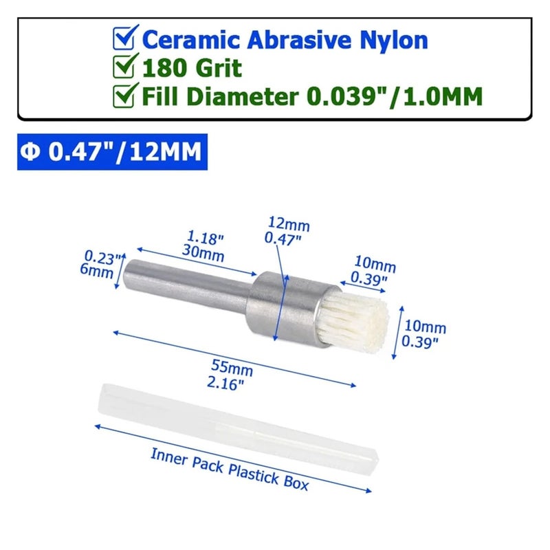 Abrasive Nylon End Brush CNC Drill Use End Brushes Ceramic Abrasive Nylon Surface Finishing Inner Diameter Deburring Power Tools Polishing Rust Removal(Grit180 Diameter12mm) - Image 2