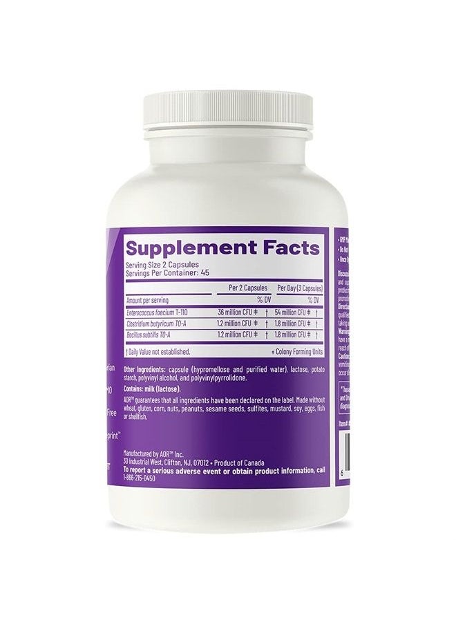 AOR - , Probiotic 3, Digestive Aid for a Healthy Gastrointestinal Tract, Gut Flora and Immune Response, Dietary Supplement, 45 Servings (90 Capsules) - Image 1