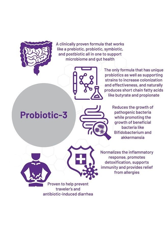 AOR - , Probiotic 3, Digestive Aid for a Healthy Gastrointestinal Tract, Gut Flora and Immune Response, Dietary Supplement, 45 Servings (90 Capsules) - Image 1