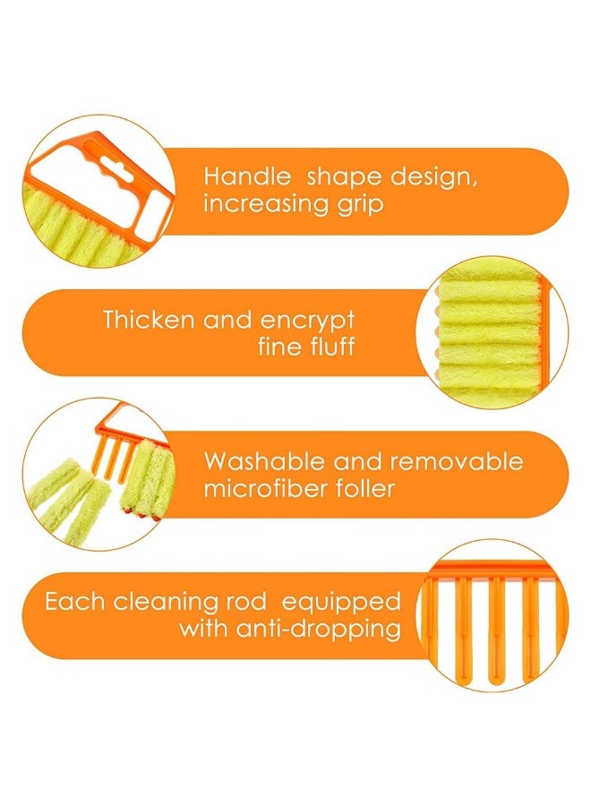 جيه زد اس أدوات تنظيف ستائر النوافذ الفينيسية من JZS، فرشاة لإزالة الغبار من ستائر النوافذ وفرشاة لإزالة الغبار بسبعة أصابع لمكيف الهواء، منظف الأوساخ والتنظيف المنزلي، برتقالي - Image 4