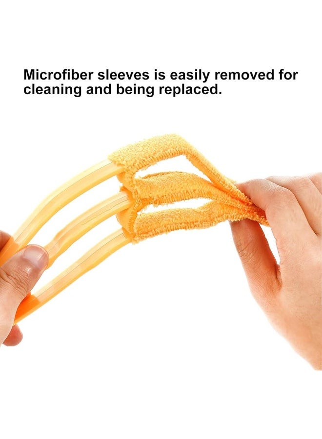 جيه زد اس أدوات تنظيف ستائر النوافذ الفينيسية من JZS، فرشاة لإزالة الغبار من ستائر النوافذ وفرشاة لإزالة الغبار بسبعة أصابع لمكيف الهواء، منظف الأوساخ والتنظيف المنزلي، برتقالي - Image 5