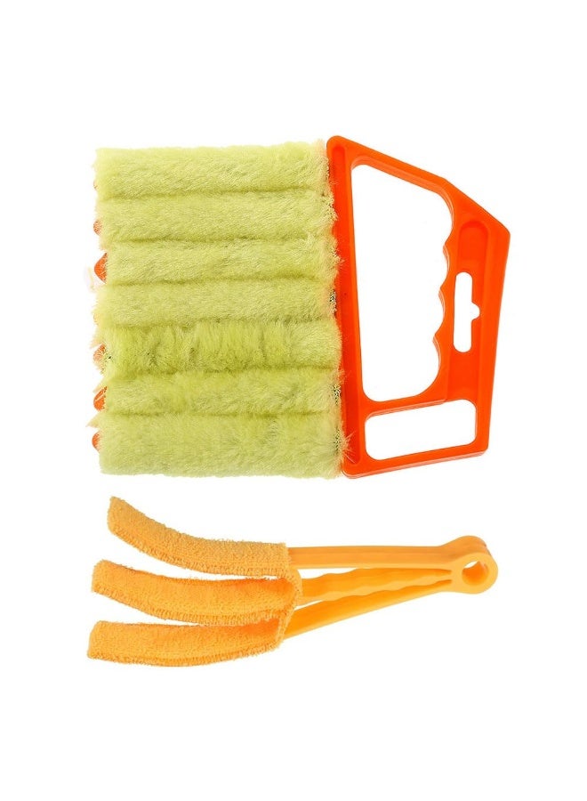 جيه زد اس أدوات تنظيف ستائر النوافذ الفينيسية من JZS، فرشاة لإزالة الغبار من ستائر النوافذ وفرشاة لإزالة الغبار بسبعة أصابع لمكيف الهواء، منظف الأوساخ والتنظيف المنزلي، برتقالي - Image 1