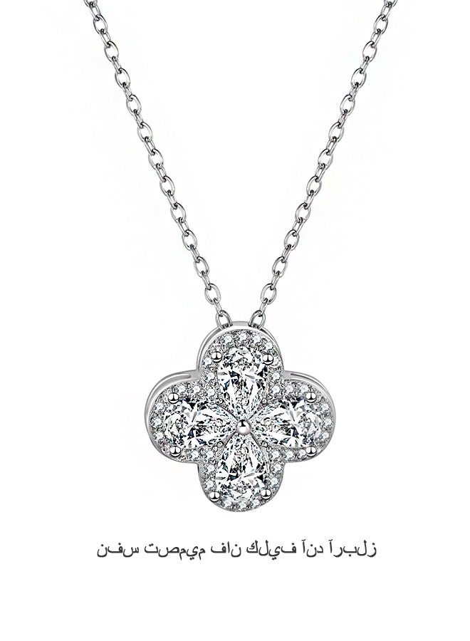 Beyond Four Leaf Clover Diamond Necklace, Anti Rust and Anti Fading Necklace, Fashion Jewelry Gift (Silver) - Image 1