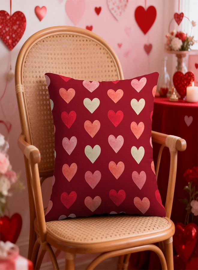 Sivirary أغطية وسائد عيد الحب، مقاس 18×18 بوصة، طقم من قطعتين، ألوان وردية وكريمية وقلوب حب وأحمر داكن، أغطية وسائد مزخرفة، مناسبة للعطلات والذكرى السنوية، ديكور خارجي ريفي، أغطية وسائد للأريكة والسرير - Image 3