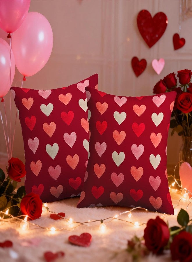 Sivirary أغطية وسائد عيد الحب، مقاس 18×18 بوصة، طقم من قطعتين، ألوان وردية وكريمية وقلوب حب وأحمر داكن، أغطية وسائد مزخرفة، مناسبة للعطلات والذكرى السنوية، ديكور خارجي ريفي، أغطية وسائد للأريكة والسرير - Image 2