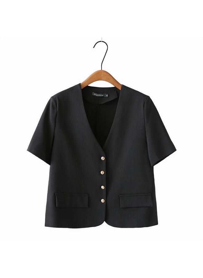 Generic - K6 Plus Size Women's Spring And Autumn New Chubby Girl Slimming Joker Small Fragrance Style Western Style Short Sleeve Suit Jacket 2408 - Image 1