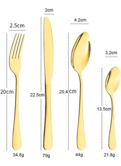 24 pieces Stainless Steel Cutlery Set Gold with Premium Wooden Box,Mirror Polished Flatware Set,Serve for 6,Including Knife/Fork/Spoon/Teaspoon(Gold) - pzsku/Z9C0FE664BBDA29BD8CBAZ/45/_/1724727411/8dc986db-3986-44ec-9f59-cf181a9acacd