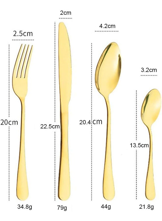 24 pieces Stainless Steel Cutlery Set Gold with Premium Wooden Box,Mirror Polished Flatware Set,Serve for 6,Including Knife/Fork/Spoon/Teaspoon(Gold) - Image 2